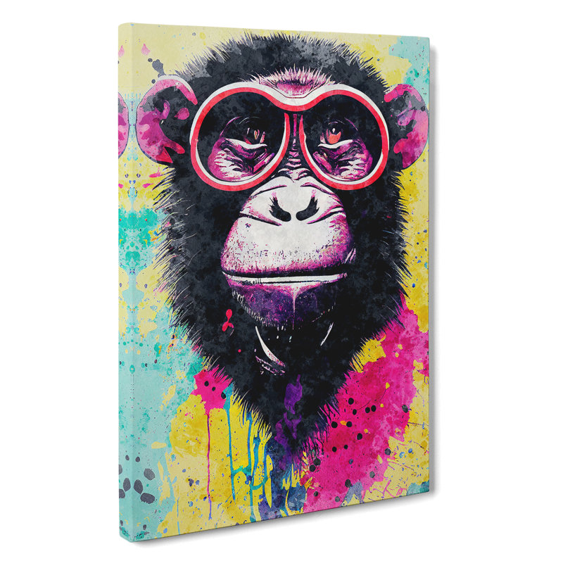 Monkey Paint Splash No.2 - Wrapped Canvas, 50cm H x 35cm W x 3cm D