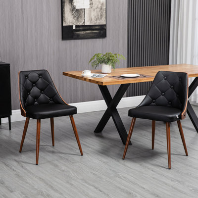 Ensemble de 2 chaises de salle à manger modernes, dossier en bois massif