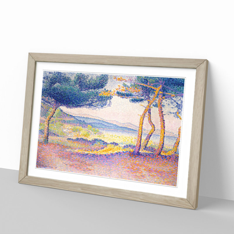 Pines Along the Shore by Henri-Edmond Cross - Framed Print, 27cm H x 36cm W x 2cm D, Oak Framed