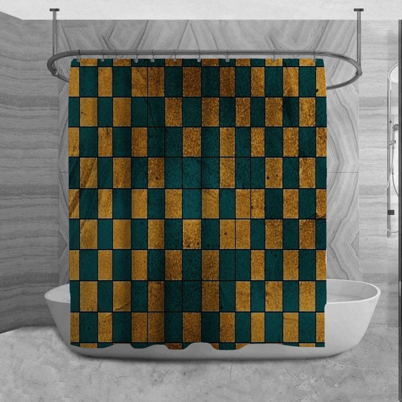 Rideau de douche à carreaux Lizabelle, H 73 po x l 70 po