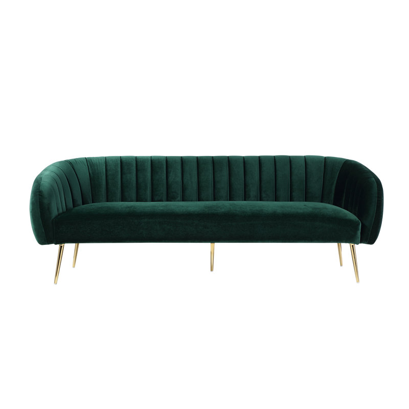 Hilda 74'' Velvet Sofa, Navy Velvet, Green Velvet