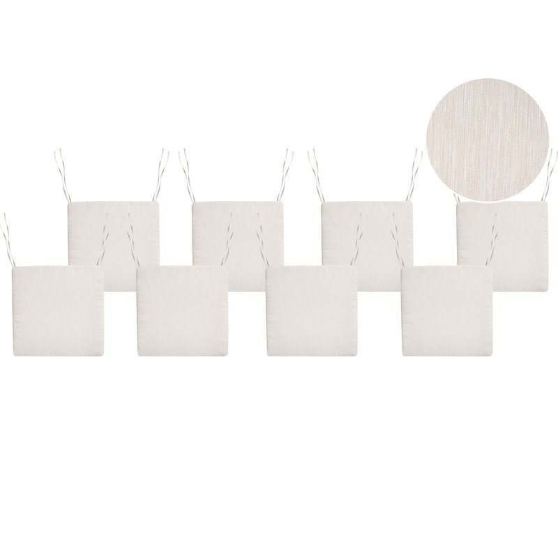Set of 8 Garden Chair Cushions SASSARI PREMIUM 46 x 46 cm, Light Beige