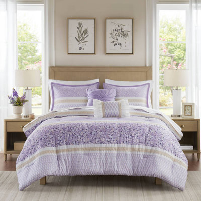 Ensemble d'édredon 5 pièces avec taies décoratives et coussins décoratifs assortis