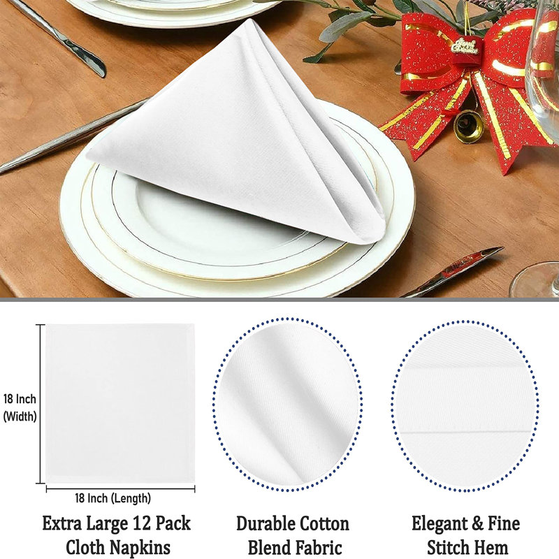 Poly Cotton Enrich Twill Cloth Napkins, White