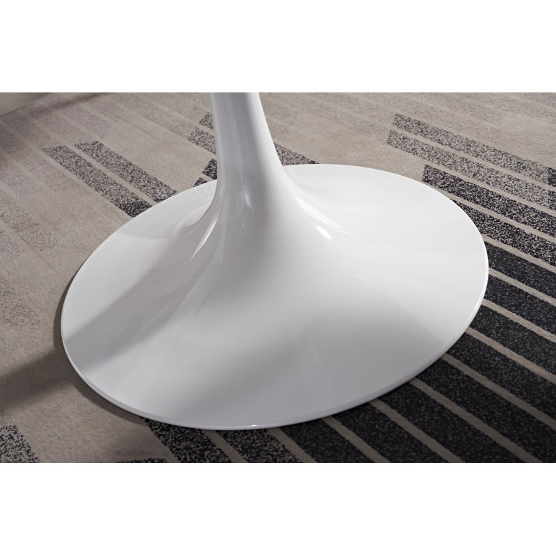 Katty Modern White MDF Dining Table Round, 60" W x 60" L
