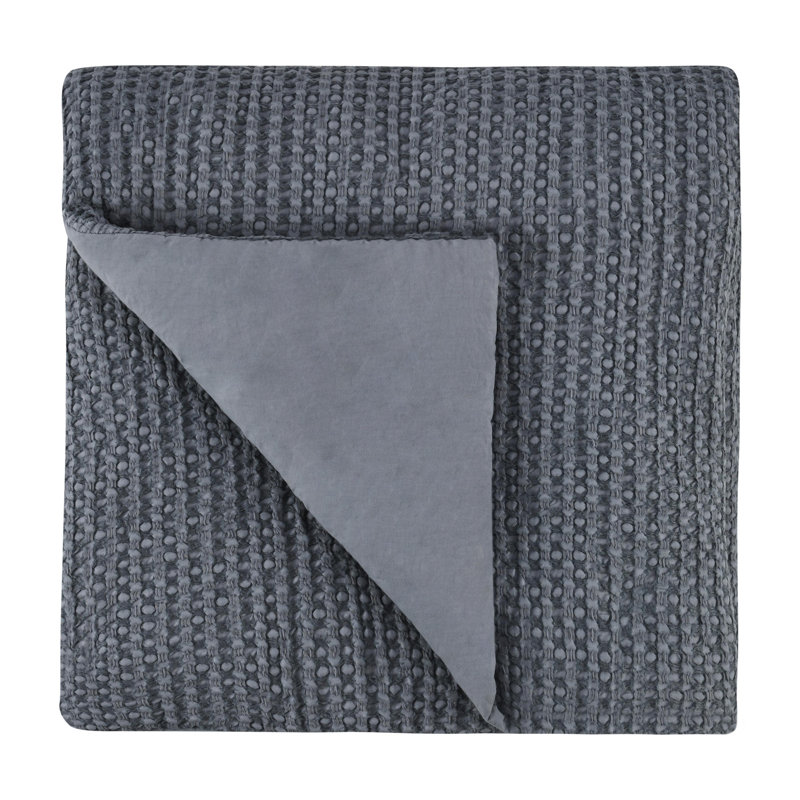 Jameson Waffle-Weave Cotton Blend Quilt, Queen Quilt, Gray