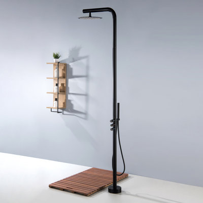 Système de douche d'extérieur 85 po en acier inoxydable avec douche à main et poignée à levier triple