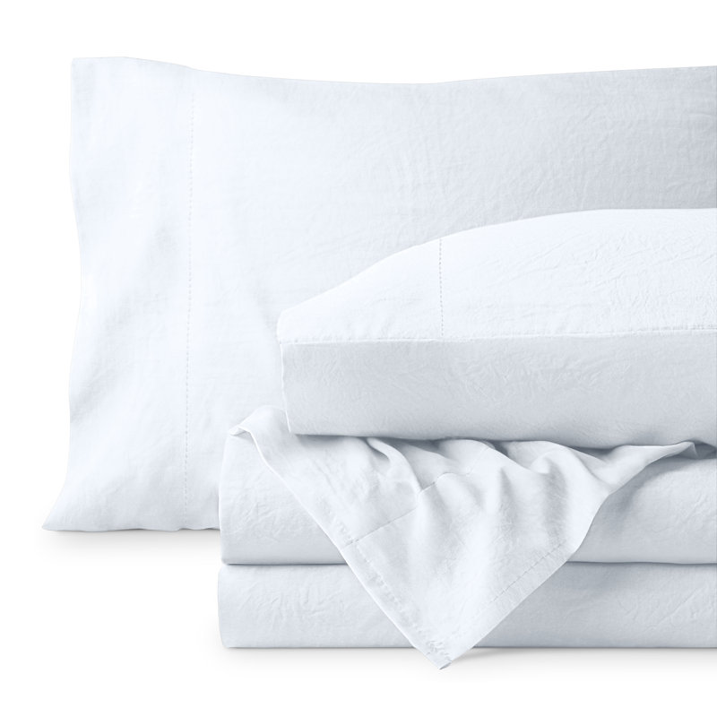 Washed Ultra-soft Microfiber Sheet Set, Full Sheet Set with 2 Pillowcases, White