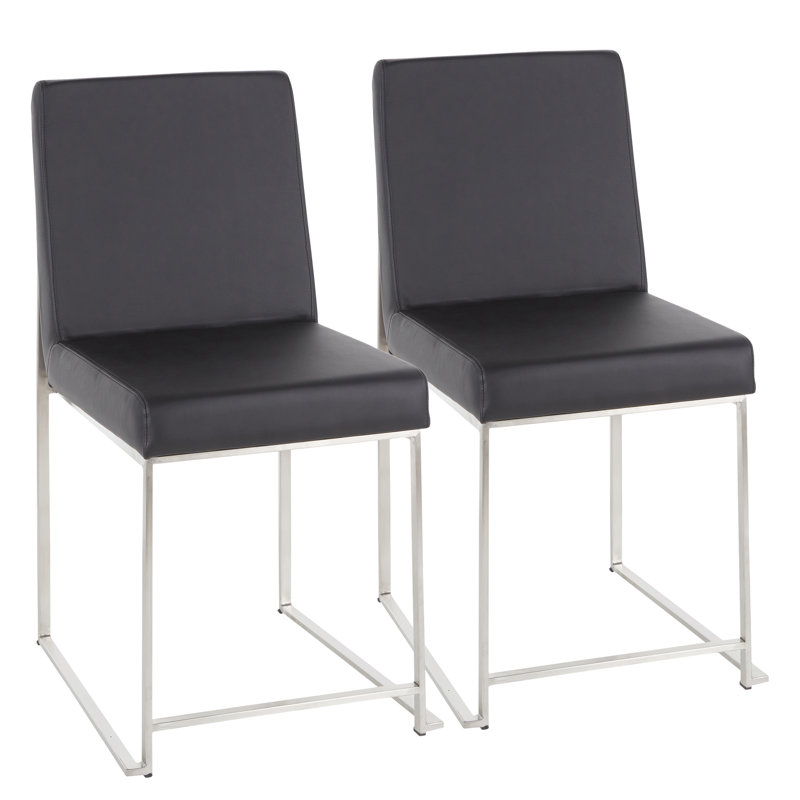 Chaise d'appoint Ernestine, Similicuir noir, Acier Inoxydable