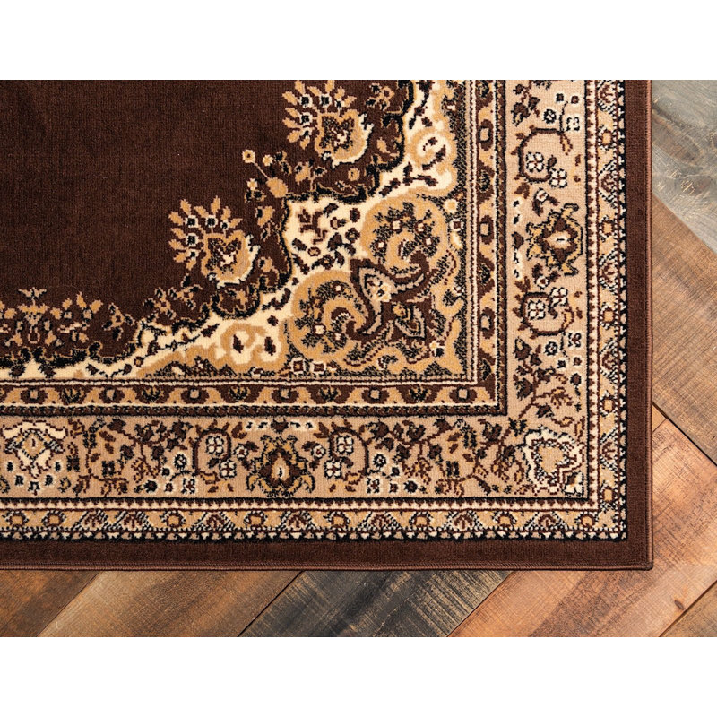 Tapis oriental noir Balthrop, Brown, Carré 7 pi 10 po