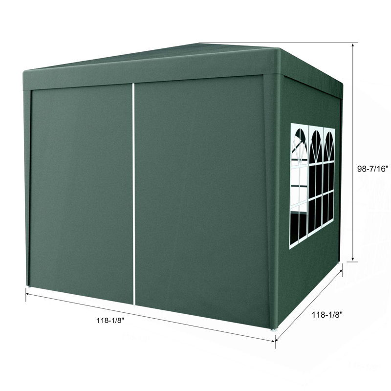 10'x10' Party Tent Outdoor Heavy Duty Gazebo Wedding Canopy + 4 Removable Walls, Green