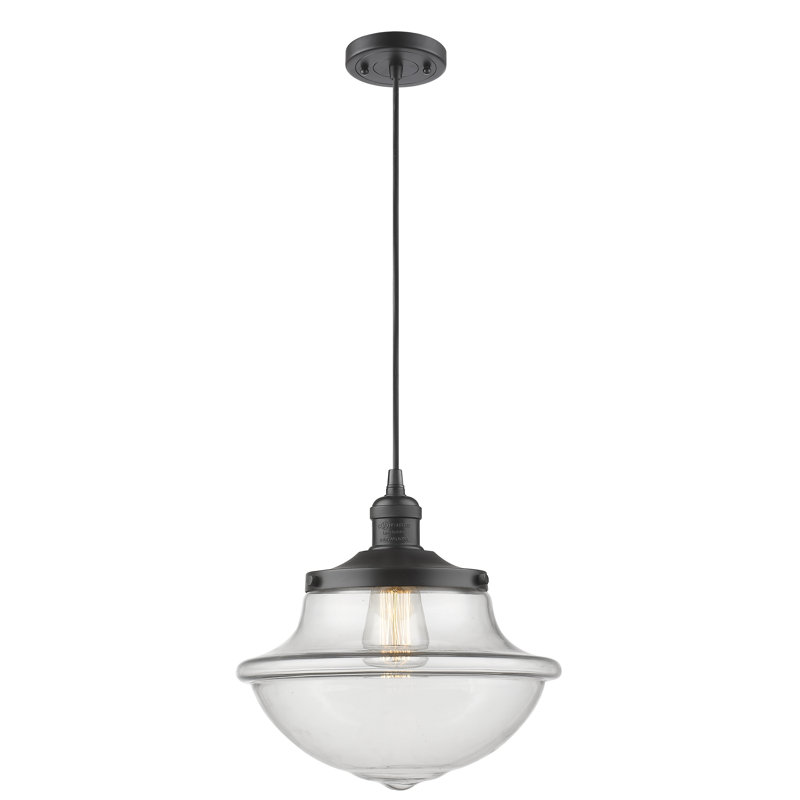 Luminaire suspendu simple à 1 lumière Baptiste, Ampoule non incluse, Transparent, Bronze huilé