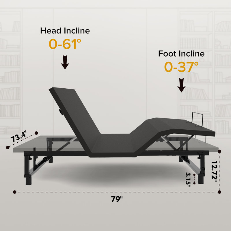 Base de lit réglable avec tête et pied inclinable, très grand moteur, gravité zéro, 4 ports USB, veilleuse sous le lit