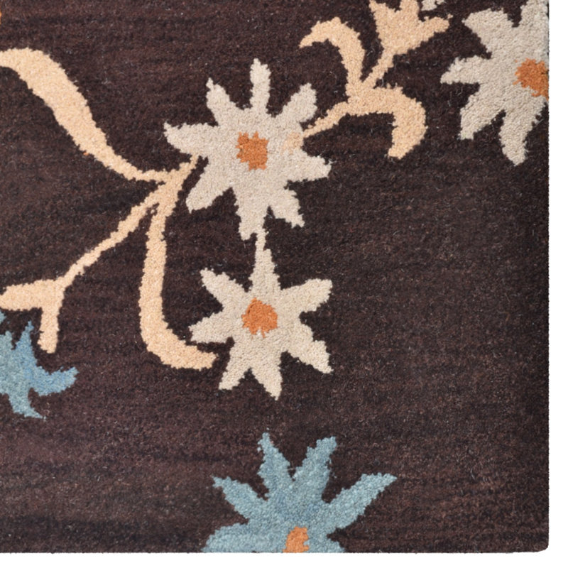 Candis Hand Tufted Wool Eco-Friendly 9x12 Area Rugs - Rectangle, Brown Color, Floral Modern Design, High Pile Thick Handmade Anti Skid Area Rugs for Living Room, Bed Room