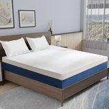Alwyn Home 10 Inch Blue Medium Firm Gel Memory Foam Mattress With Removable Cover & Fibreglass Free For No-Noise Deeply Safe Sleep