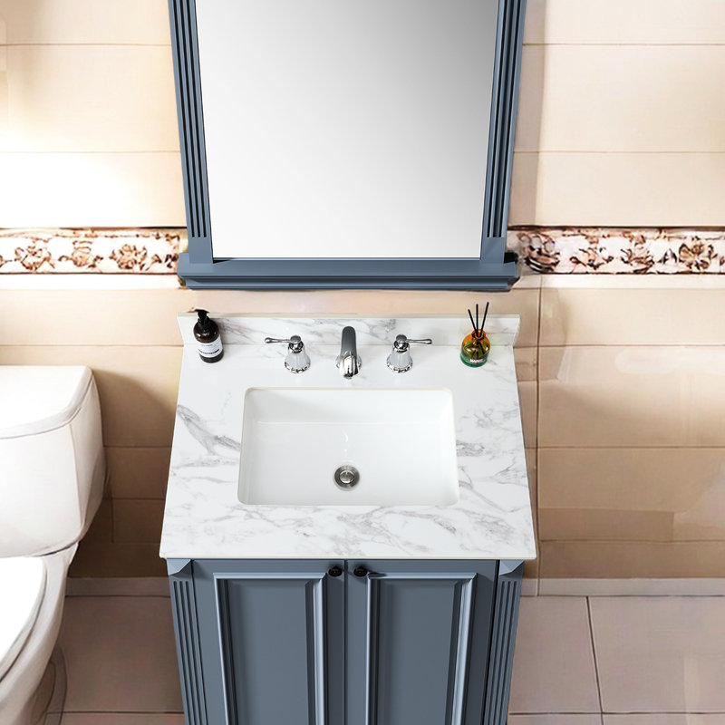 Comptoir de meuble-lavabo en pierre frittée 31 po x 22 po - Lavabo rectangulaire en céramique, ajoute de la grâce à la valeur décorative