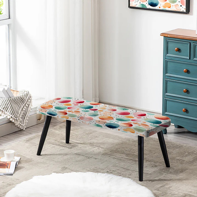 Banc noir rembourré Watercolor Nostalgic Polka Dot Harmony