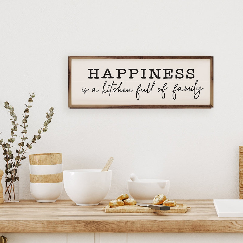 Happiness Is A Kitchen Full of Family - blanc, H 16 po x l 48 po