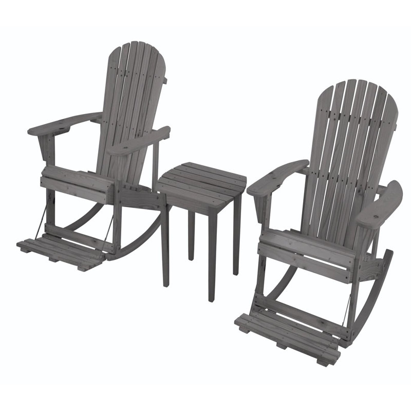 Chaise d'extérieur en bois massif à bascule Boonsboro, Gris foncé
