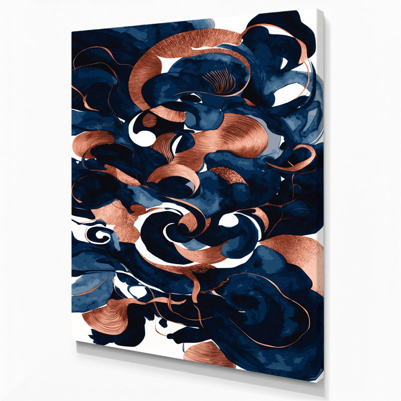 Art mural abstrait aquarelle sur toile bleue, H 14 po x l 11 po