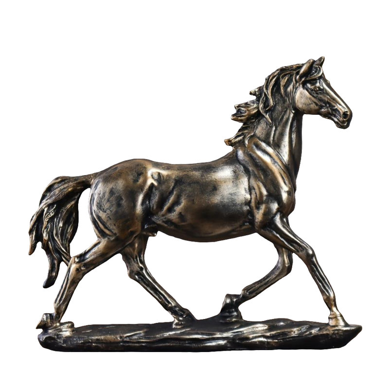 Antique Copper Handcrafted Running Horse Metal Statue