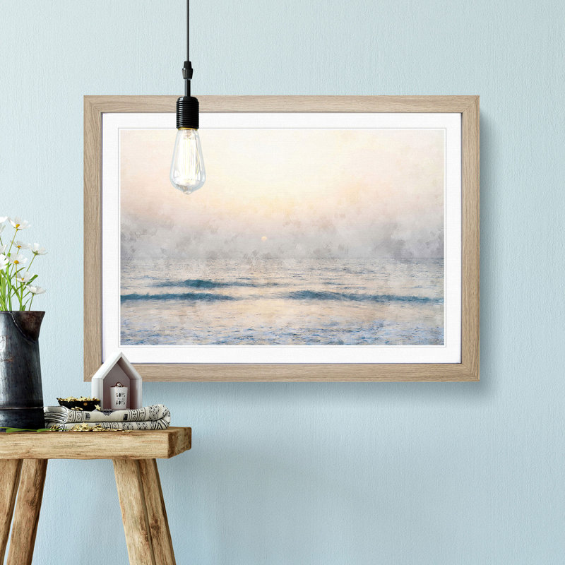 Calm Sea - Picture Frame Graphic Art Print, 62cm H x 87cm W x 2cm D, Oak Framed