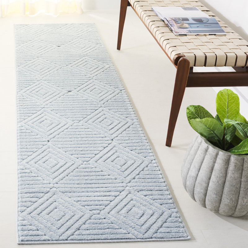 Tapis bleu Selena 684, Tapis de couloir 2 pi 2 po x 8 pi