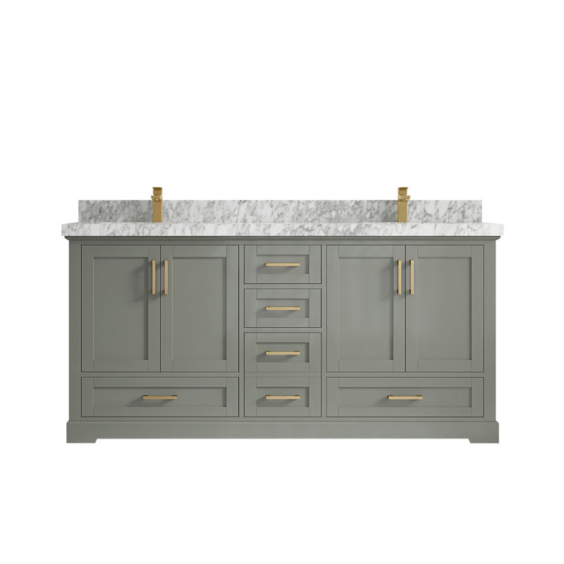 Ensemble de meuble-lavabo double 72 po Esin, Marbre de Carrare