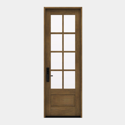 G7508-SW-96 | Porte simple 96 po, extérieur pré-monté RTA, 8 Lite SDL, 3/4 Lite, 1 panneau, bois d'acajou brut