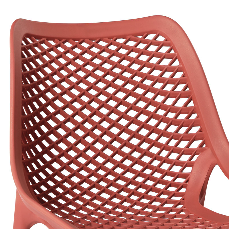 Chaise de salle à manger d'extérieur empilable, Rouge