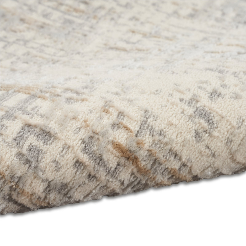 Machine Made Power Loomed Polyester Area Rug in Beige, Rectangle 3'2 x 5'