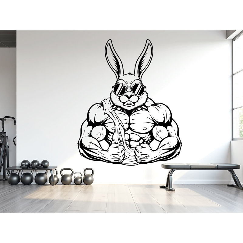 Adhésif décoratif Rabbit Gym: Fitness CrossFit Home Gym Decor, H 54 po x l 44 po, Bleu glacier