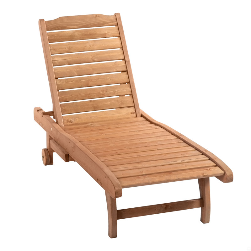 Outdoor Chaise Lounge Pool Chair, Built-In Table, Reclining Backrest