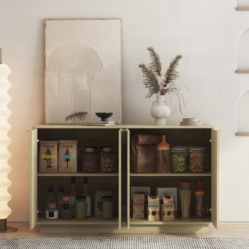 Buffet cannelé 55 po avec tablettes réglables, Bois