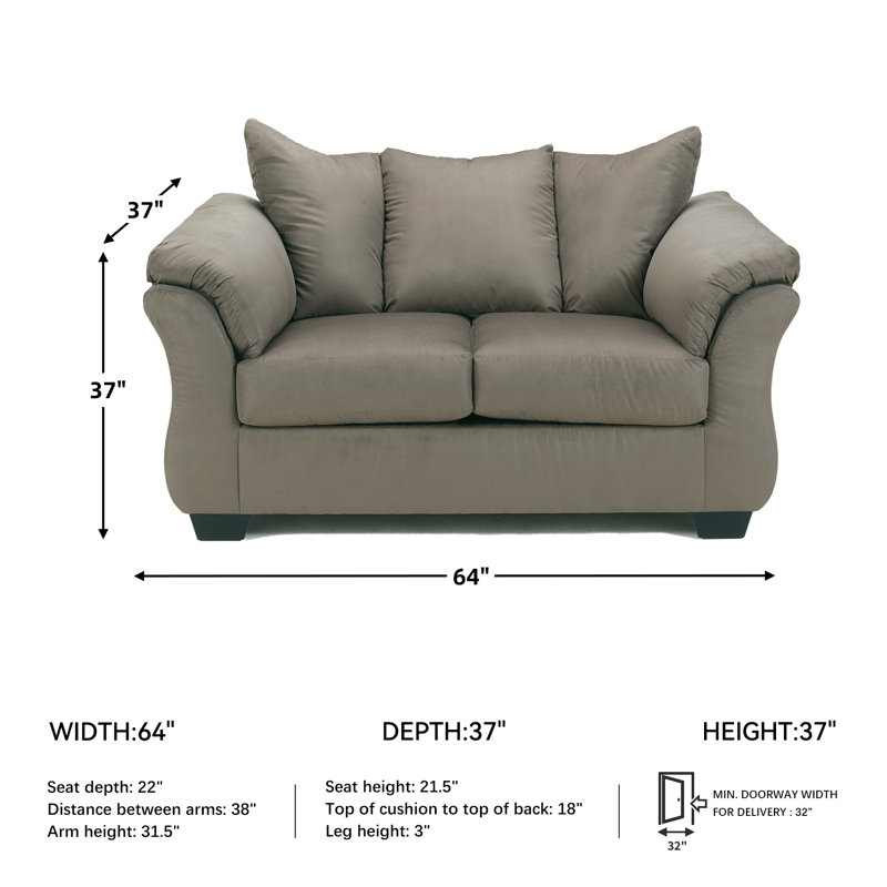 Darcy Pillow Top Arm Sofa, Cobblestone, 37" H x 67" W x 39" D