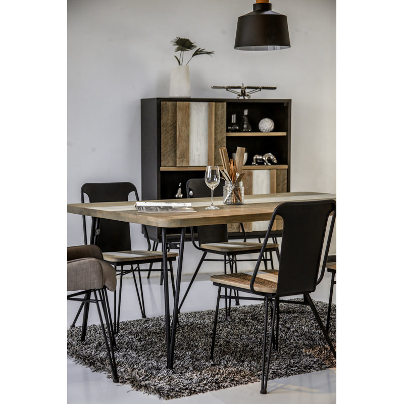 Blaze Acacia Solid Wood Top Metal Base Dining Table, H76 x L180 x W180cm