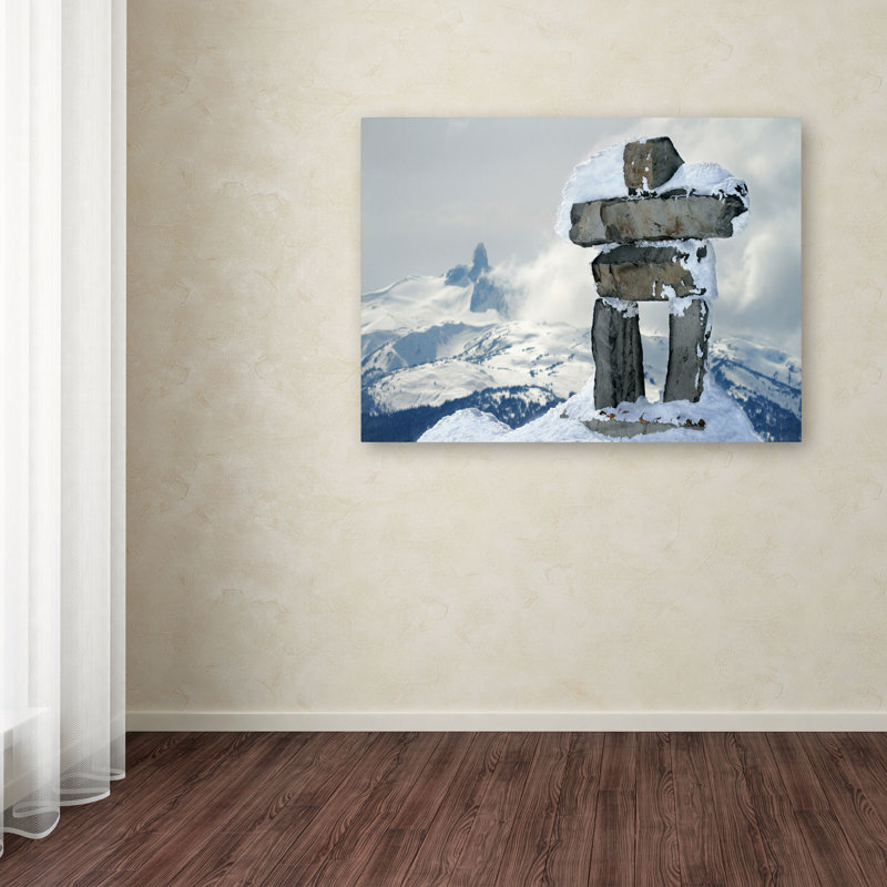 « whistler inukshuk » par pierre leclerc,, reproduction de photo sur toile tendue encadrée, H 16 po x l 24 po x P 2 po