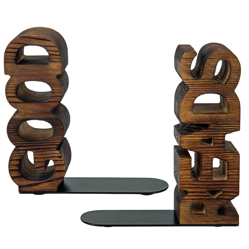 2-Piece Good Reads Wood Decorative Bookends