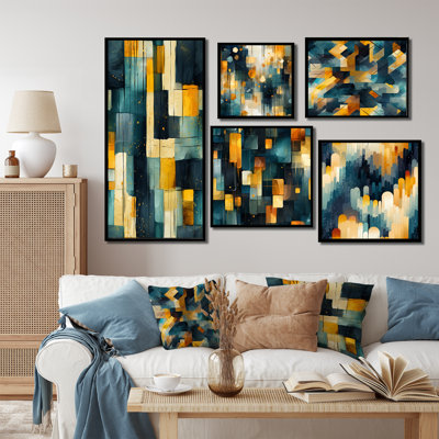 Connely - ensemble de 5 impressions sur toile géométriques