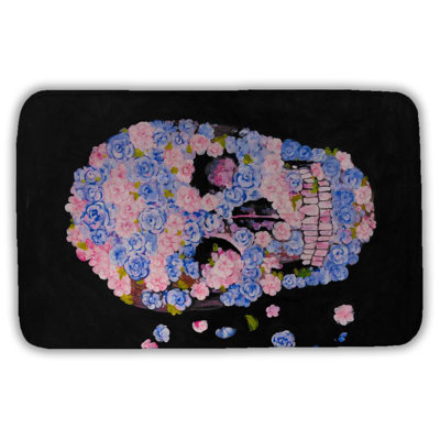Skull of flowers in flight Bath Mat with Non-Slip Backing - Quick Dry Memory Foam Bathroom Rug - Absorbent - Modern Plush Spa-Style - Machine Washable
