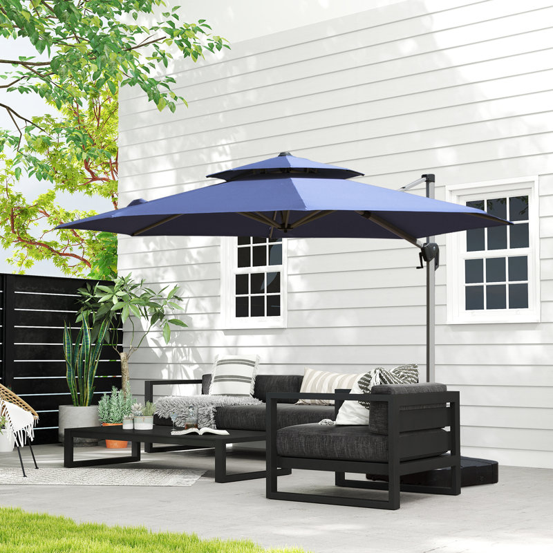 Parasol en porte-à-faux 155,91 po Skailar, Bleu marine