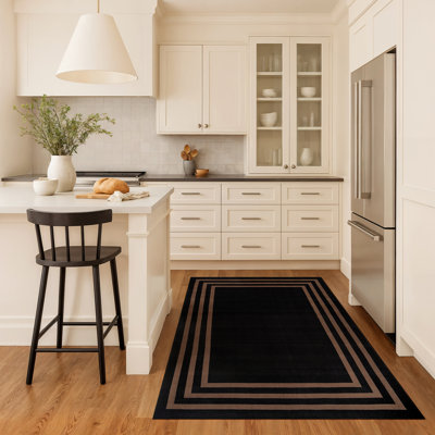 Bolkov Classic Solid Border Cocoa Mocha Power Loomed Indoor Area Rug