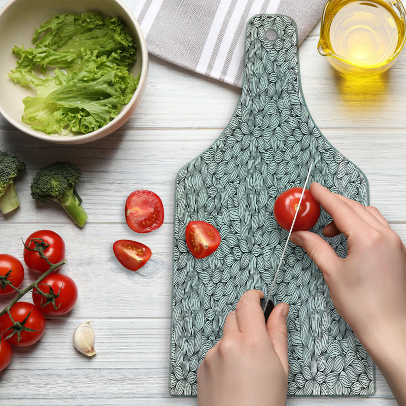 Black and White Tempered Glass Rectangular Cutting Board