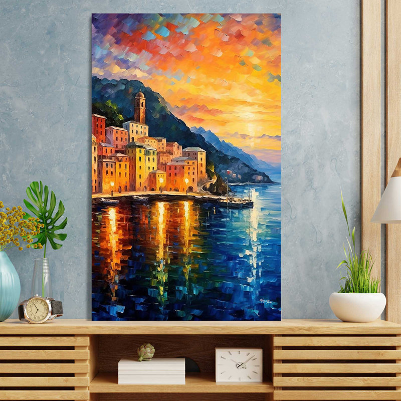 Côte d'Amalfi, Italie au crépuscule V3, H 30 po x l 18 po x P 1 po