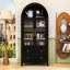 Élégante armoire de rangement arquée avec portes en verre, tablettes réglables et tiroirs-871422807