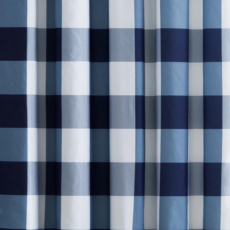 Buffalo Plaid Semi Sheer Curtain Pair, Navy