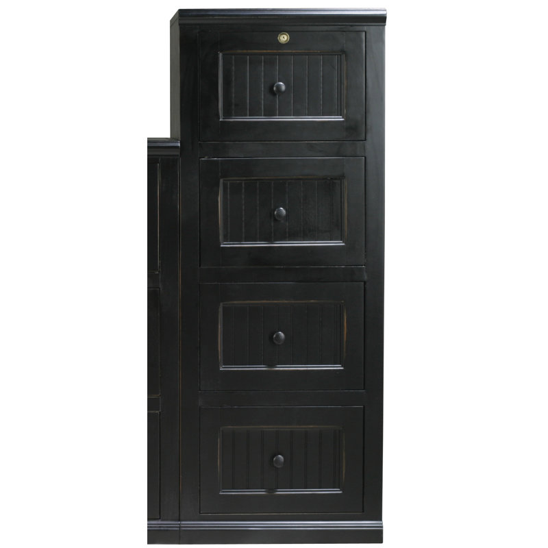 Didier 18.25'' Wide 4 -Drawer Solid Wood File Cabinet, Black, None