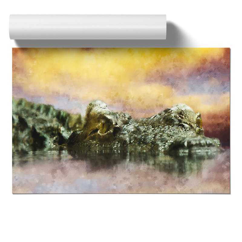 Crocodile Painting - Frameless Print, 21cm H x 30cm W x 0.1cm D