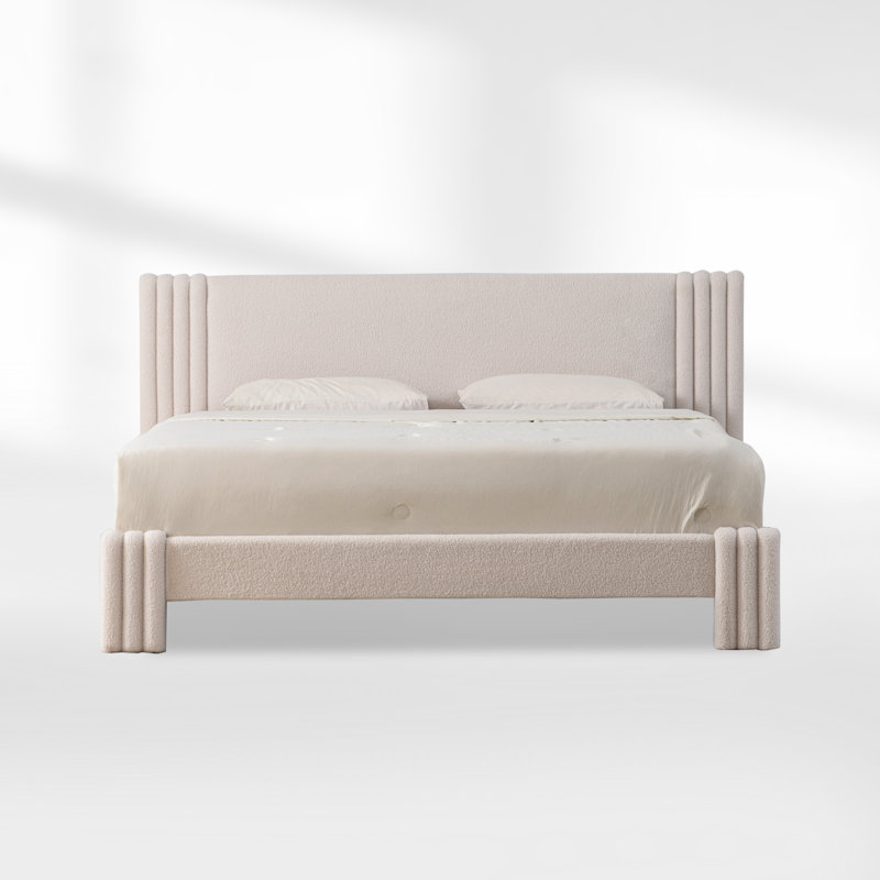 Lit plateforme tapissier Modern, King, White