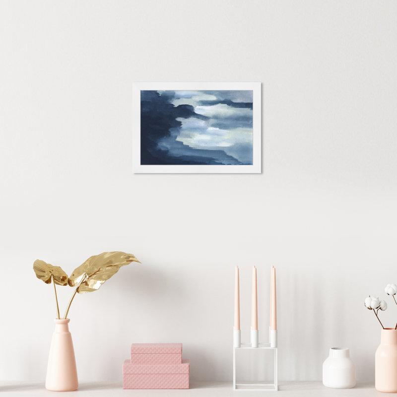 «Blue Pastels Abstract Shades» par Oliver Gal - impression encadrée, H 17 po x l 17 po, Cadre doré